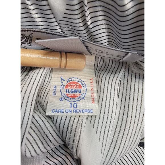 Vintage Evan Picone Set Women's Top 12/ Maxi Skirt 12 Pleated Polka Dot Striped - Picture 11 of 11